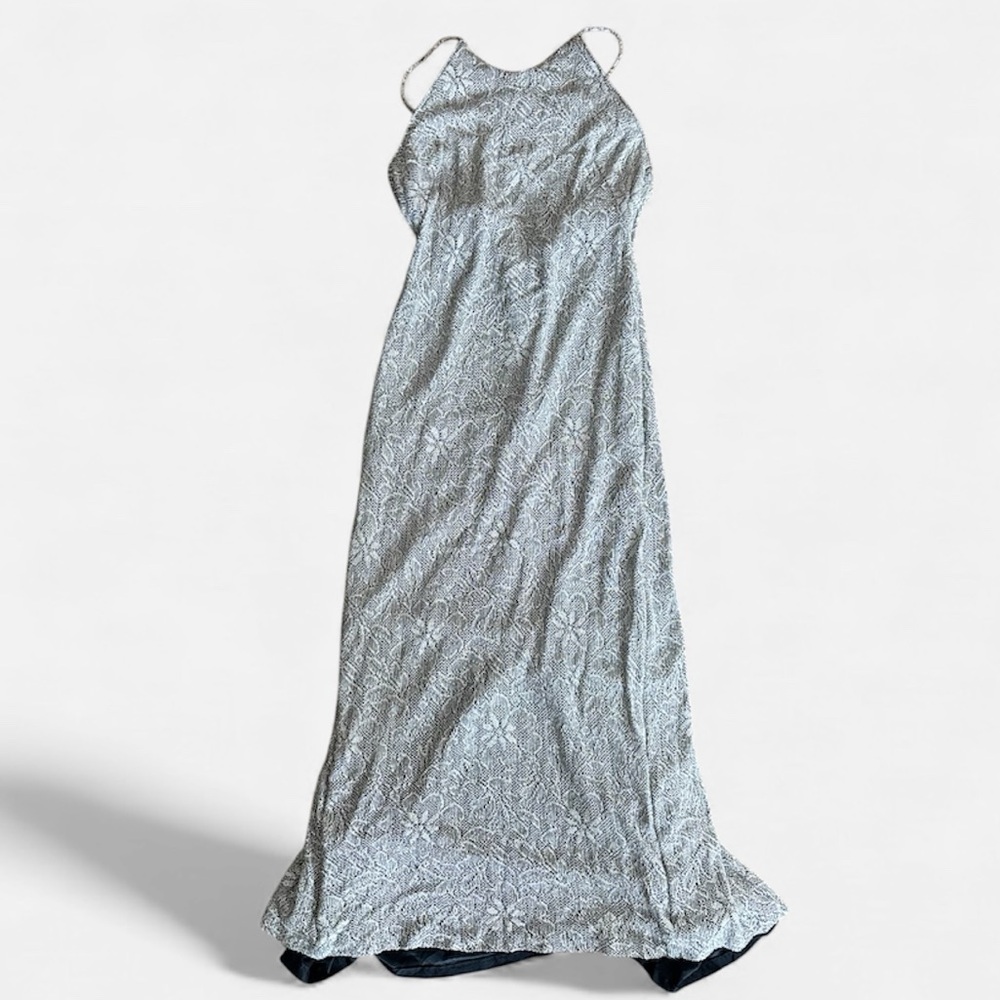 Vintage Whimsical Y2K shimmery floral party wedding guest dress 9/10